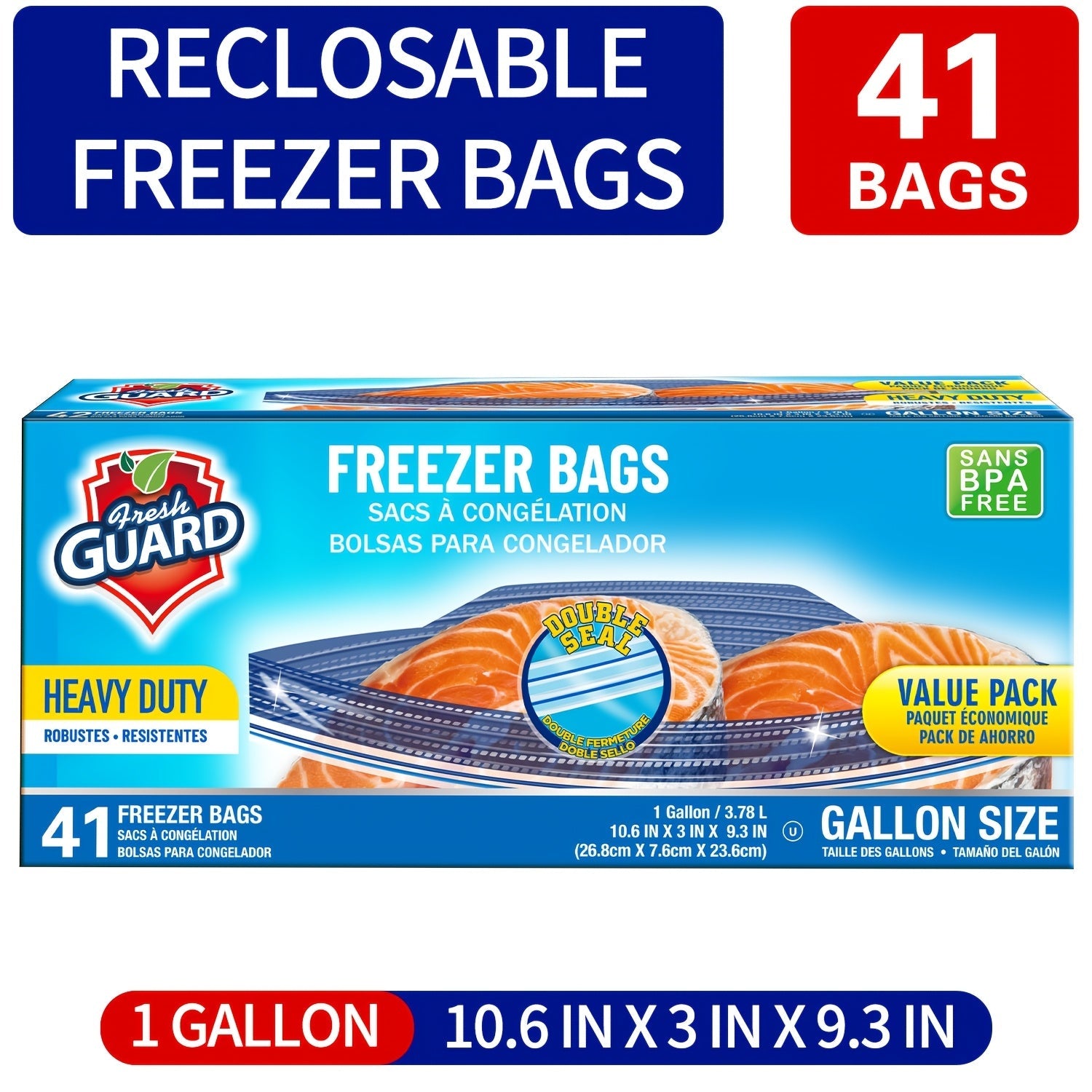 Freezer Storage Bags Resealable ¨C Sturdy Bulk Food Storage Bags with Easy-Open Tabs for Freezer & Refrigerator ¨C 0.25 Gallon, 1 Gallon & 2 Gallon for Fruits, Vegetables, Meats & Meal Prep
