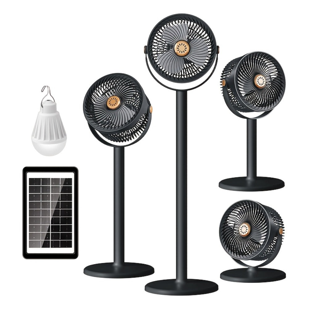 Solar Floor Fan 33-Inch Rechargeable 4000mAh USB Standing Fan Power Bank 2-in-1 360¡ã Tilt 5-Speed 4-Height Adjustable for Indoor Outdoor Courtyard RV Camping