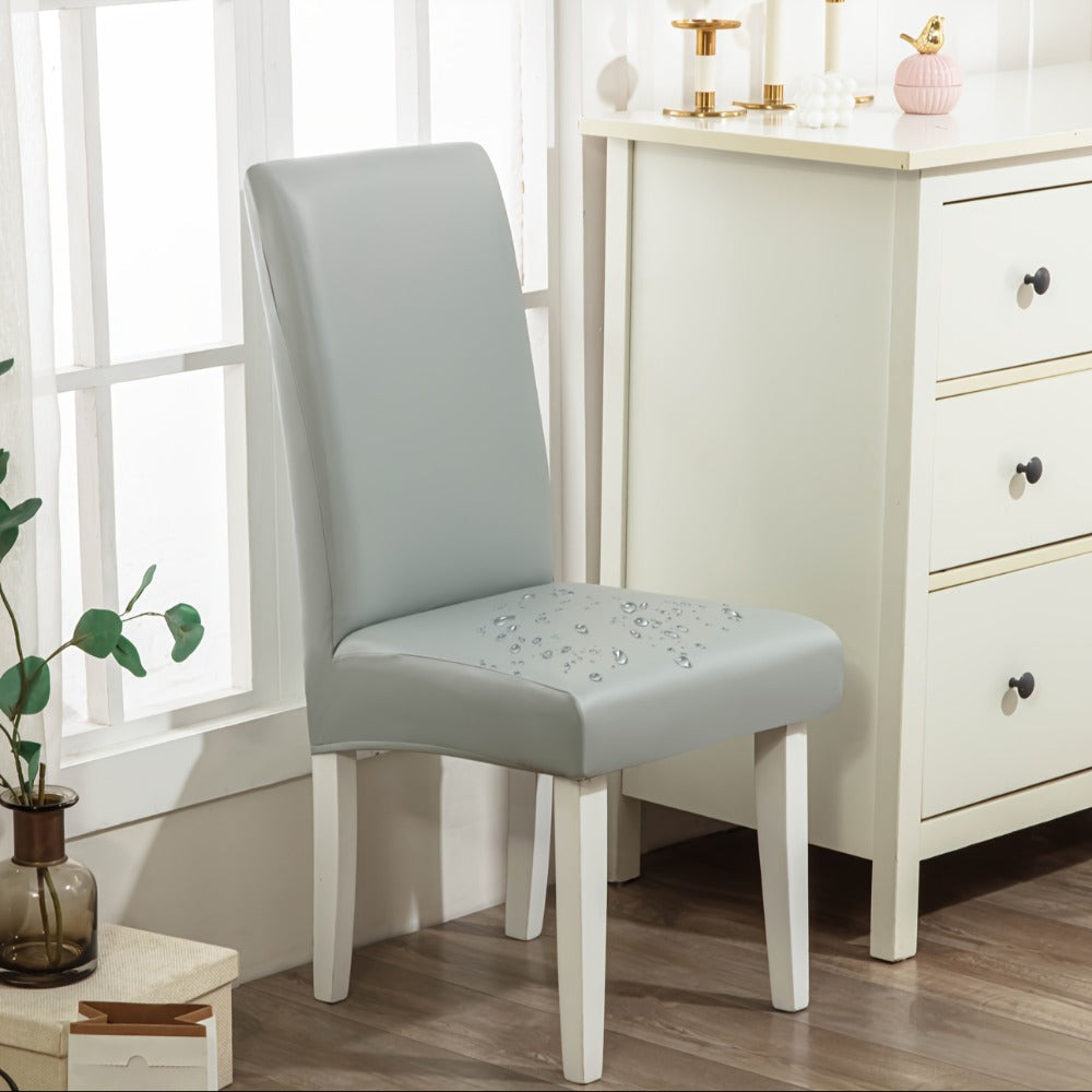 Dining Chair Covers Set of 4 6 Waterproof PU Leather Stretch Slipcover Oil Proof Universal Fit Chair Protector for Dining Room Kitchen Hotel Home Decor - 9 Colors