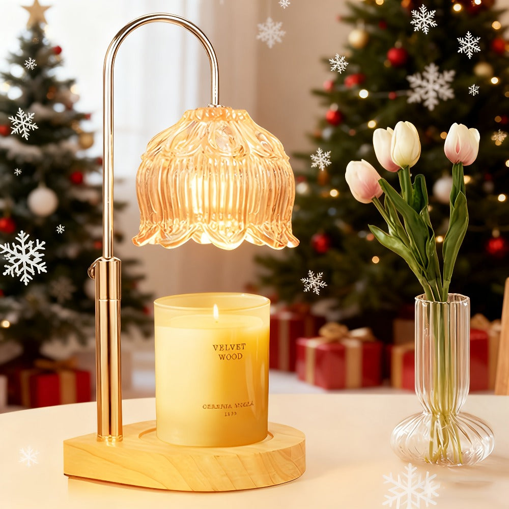 Candle Warmer Lamp Adjustable Height Dimmable Flameless Scented Wax Melt Vintage Iron Tabletop Light with Timer 120V Plug-In for Home Decor Bedroom Living Room Mother's Day Christmas Gift