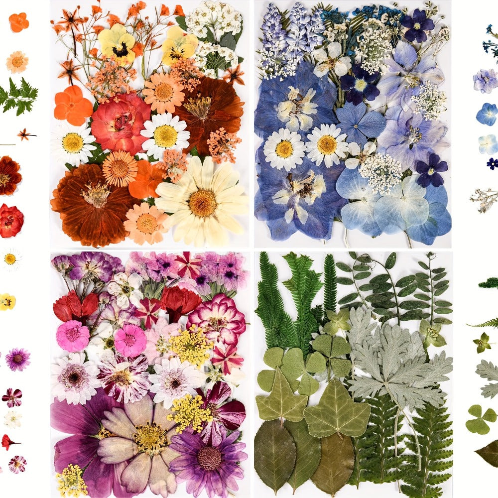 Dried Flowers Set 110 Pieces Vibrant Dried Flowers and Leaves for DIY Crafts Resin Jewelry Making Phone Case Candle Making Scrapbooking Epoxy Art Floral Decoration Nature Pressed Flower Kit for Adults