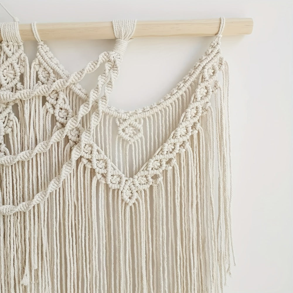 Large Macrame Wall Hanging 43x32 Inch Handmade Bohemian Woven Tapestry Boho Wall Decor for Bedroom Living Room Wedding Party Aesthetic Room Decor Artisan Cotton Rope Wall Art