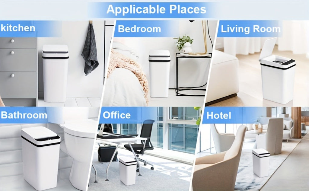Motion Sensor Trash Can 2 Pack Touchless Automatic 4.2 Gal and 2.6 Gal with Lids Narrow Electric Garbage Bin for Bathroom Bedroom Office