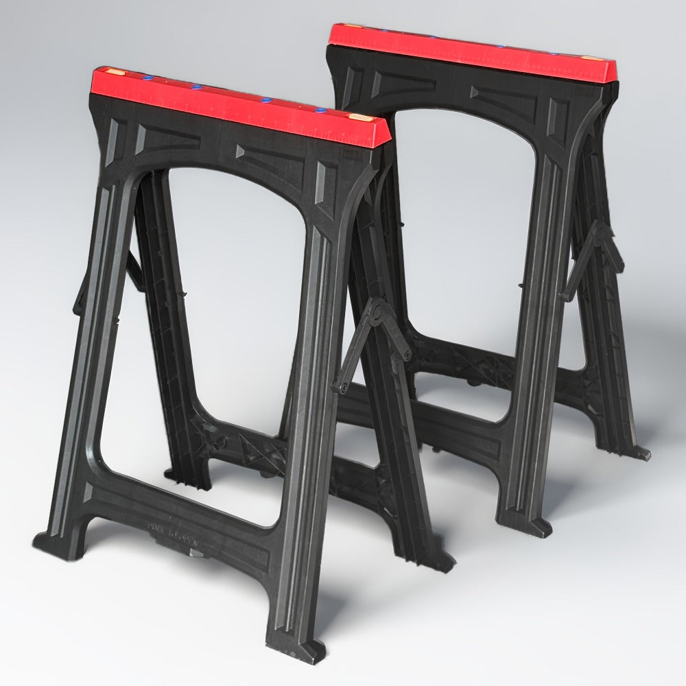 Folding Sawhorse 2 Pack Heavy Duty 700LBS Capacity Portable Work Support Horses Foldable Steel Saw Horse Set with Non-Slip Legs for Workshop Garage DIY Projects