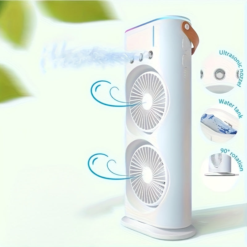 Portable Misting Fan USB Rechargeable Water Cooling Fan with Spray Button Control for Outdoor Indoor Office RV Camping Summer Personal Desk Fan