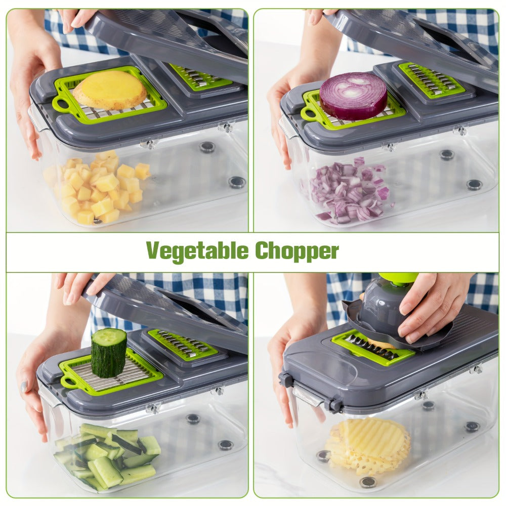 25-in-1 Vegetable Chopper & Food Chopper - Onion Cutter Mandoline Slicer with Container for Meal Prep Kitchen Gadget