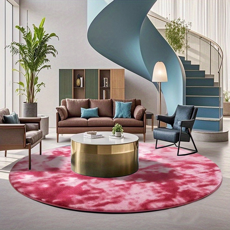 Round Faux Fur Area Rug - Soft Plush Circle Carpet for Living Room Bedroom, Machine Washable, Multiple Colors & Sizes