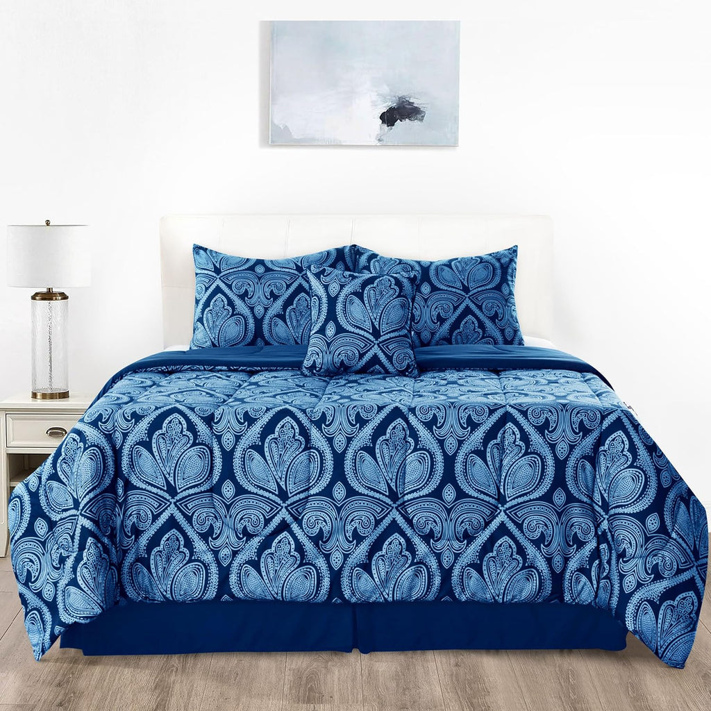 5-Piece Comforter Set ¨C Down Alternative Reversible Quilted Bedding with Bed Skirt & Pillow Shams, Twin Queen King, All Seasons ¨C 13 Colors