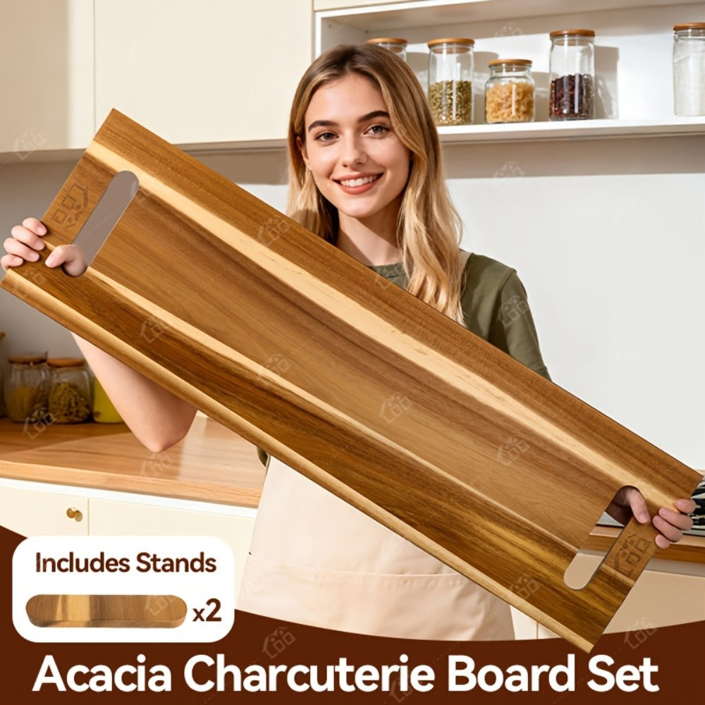 Charcuterie Board Extra Large 36x12 Inch Acacia Wood Cutting Board with Handles 3FT Rectangular Cheese Serving Platter Oversized Grazing Board for Meat Appetizers Party Entertaining Housewarming BBQ Gift