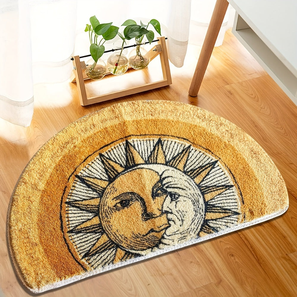 Half Round Welcome Mat 28x20 Inch - Absorbent Non-Slip Door Mat, Machine Washable, Soft Flocked Entrance Rug for Bedroom, Front & Back Door