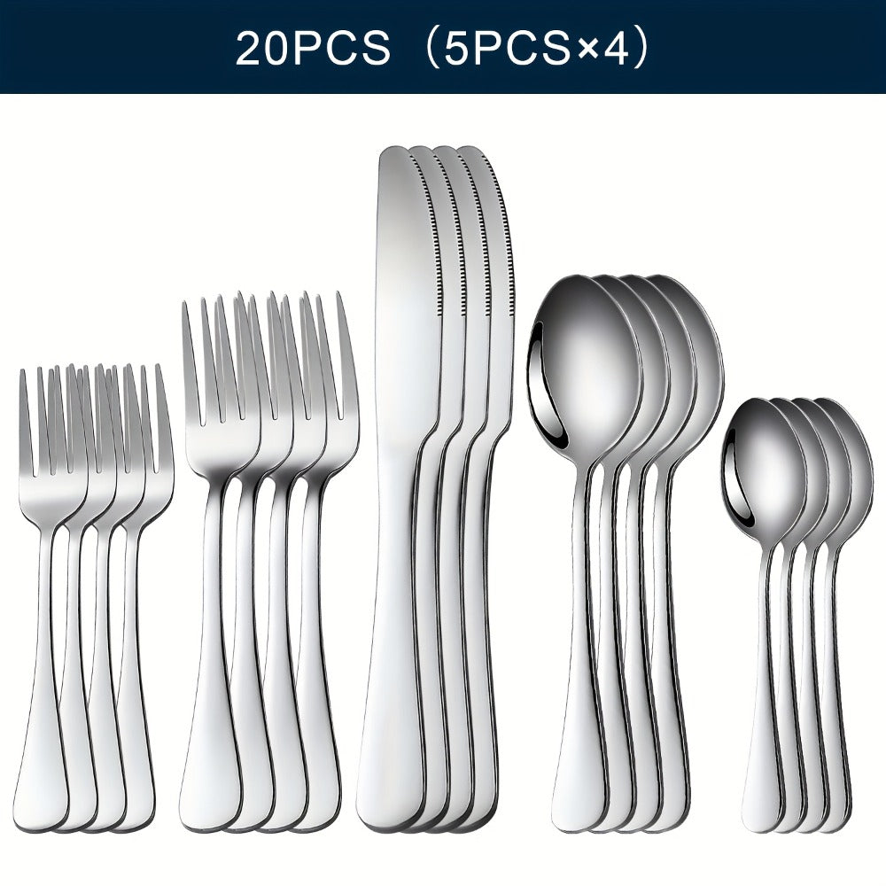 Stainless Steel Silverware Set Flatware Set with Forks Spoons & Knives ¨C Modern Cutlery Set for Kitchen, Dining & Parties, Service for 4/6/12, 20/24/30/65 Piece