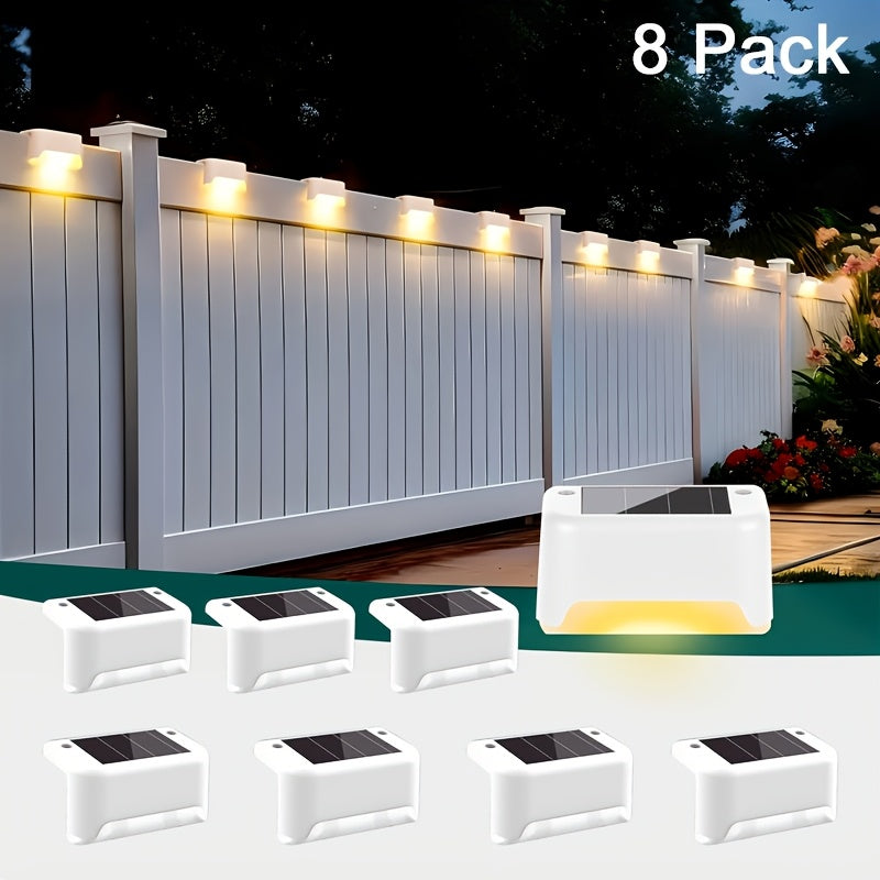 Solar Powered LED Deck Lights ¨C Auto On/Off Outdoor Step Lights for Stairs, Fence, Pathway & Patio, 12-Hour Continuous Lighting, Weatherproof Solar Stair Lights for Garden, Yard & Commercial Use