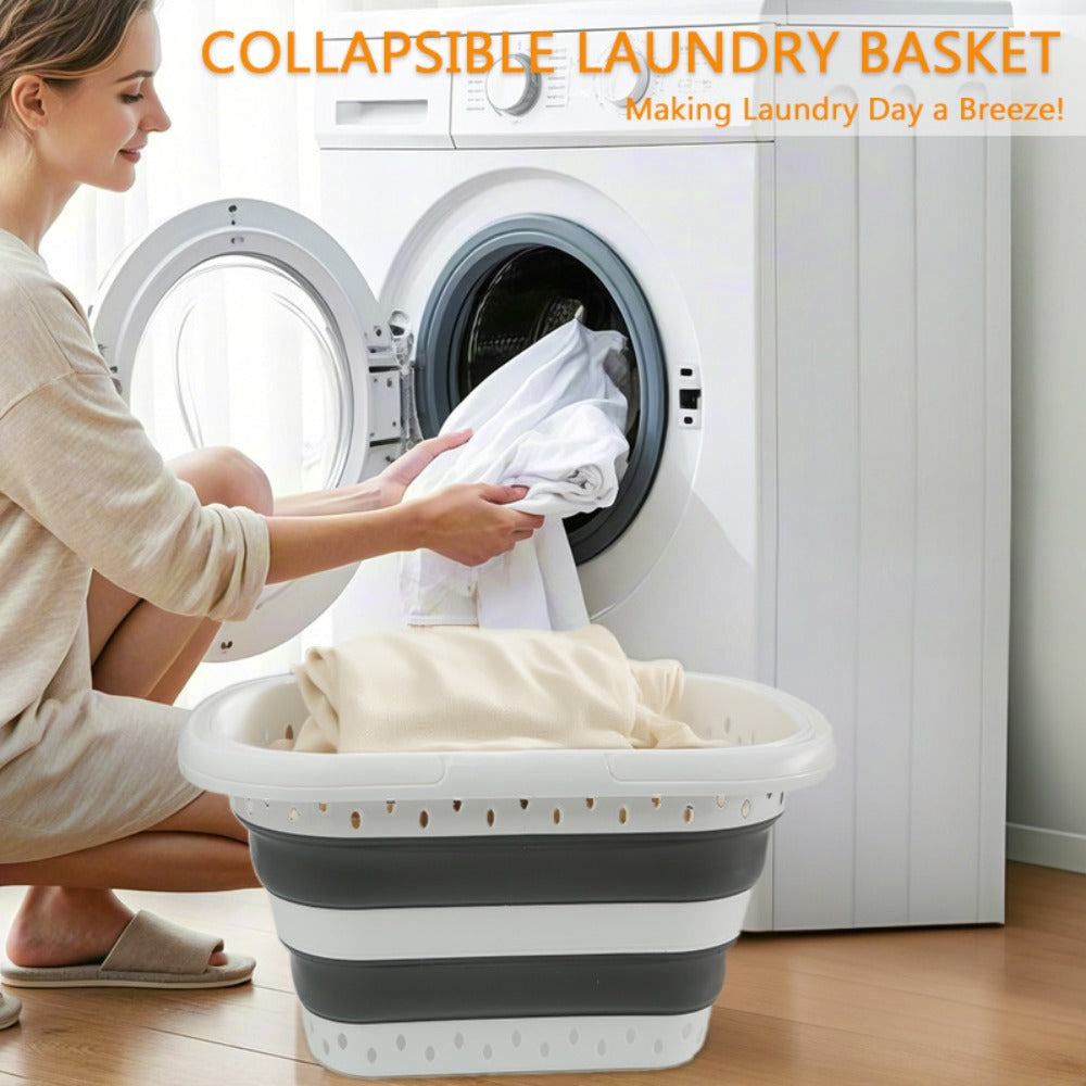 Collapsible Laundry Basket 16 Gallon with Handles ¨C Foldable Plastic Laundry Hamper, Space-Saving Portable Dirty Clothes Basket for Bathroom, Bedroom & Laundry Room