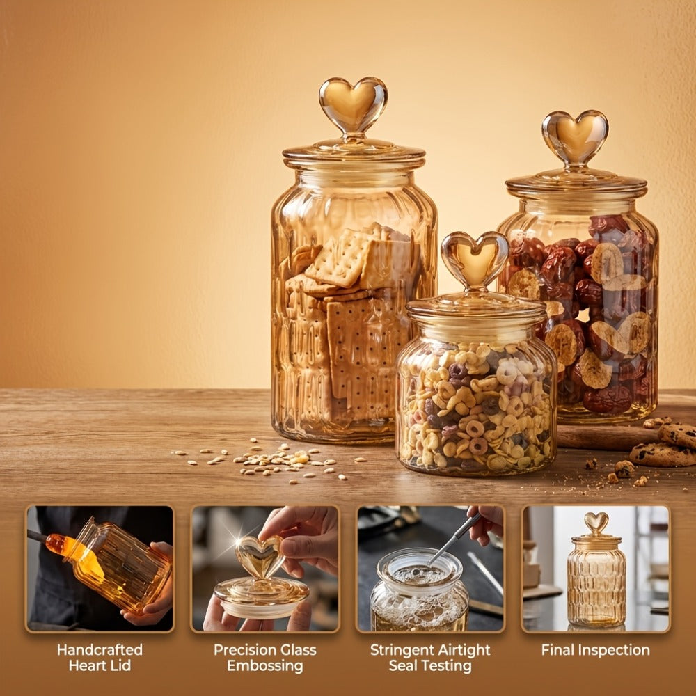 Airtight Glass Food Storage Jars with Clamp Lids 4-Set | 21.98oz & 47.34oz Clear Kitchen Canisters for Sugar, Flour, Coffee, Spices, Cereal & Grains