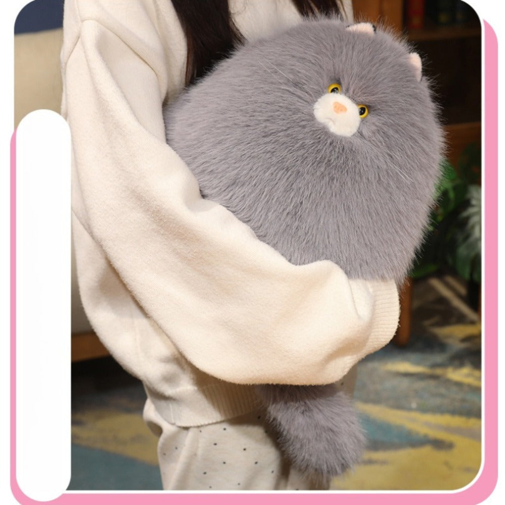 Silly Cat Plush Pillow Long Hair Stuffed Cat Hug Pillow for Sleep Comforting Soft Plush Cat Throw Pillow Cute Cat Gift for Cat Lovers Women Girls