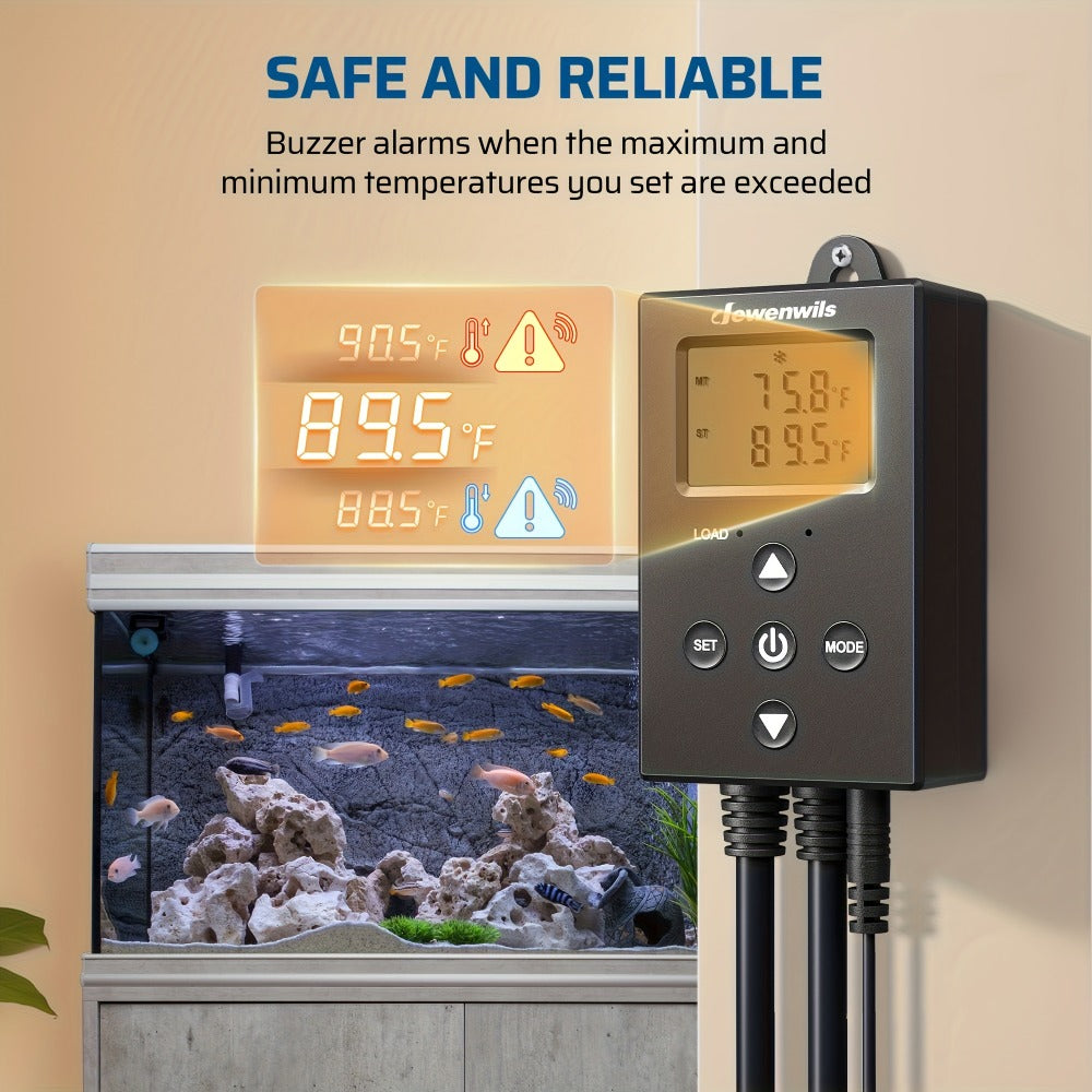 Digital Temperature Controller Thermostat Outlet Heating Cooling Mode 14¡ãF-140¡ãF LCD Display Buzzer Alarm 120V 10A 1200W for Freezer Greenhouse Reptile Aquarium Incubator Home Brewing