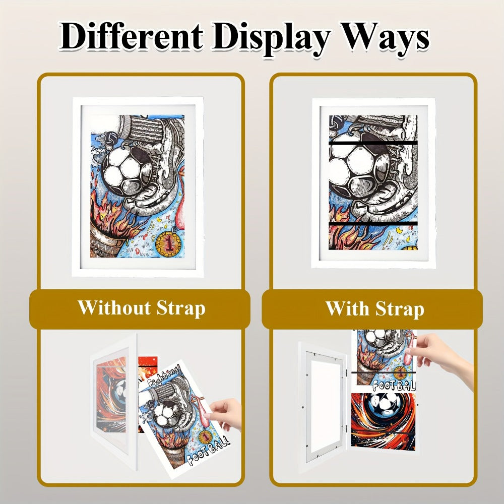 Kids Art Frame Changeable Front-Opening Display ¨C Children Artwork Picture Frame for 8.5x11 & 10x12.5 Drawings, Paintings & School Projects, Perfect Christmas & Holiday Gift, White / Wood / Black, 2/4/8 Pack