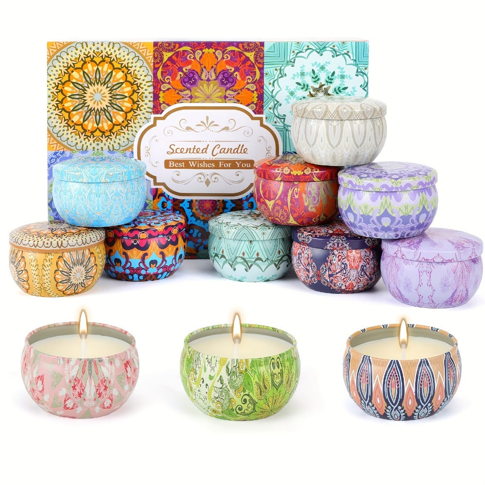 Soy Wax Candles Gift Set 12 Pack | 2.2oz Essential Oil Aromatherapy Candles 8-12 Hour Burn | Relaxation Bath Yoga Home Decor Gift for Women Christmas Valentine's Day
