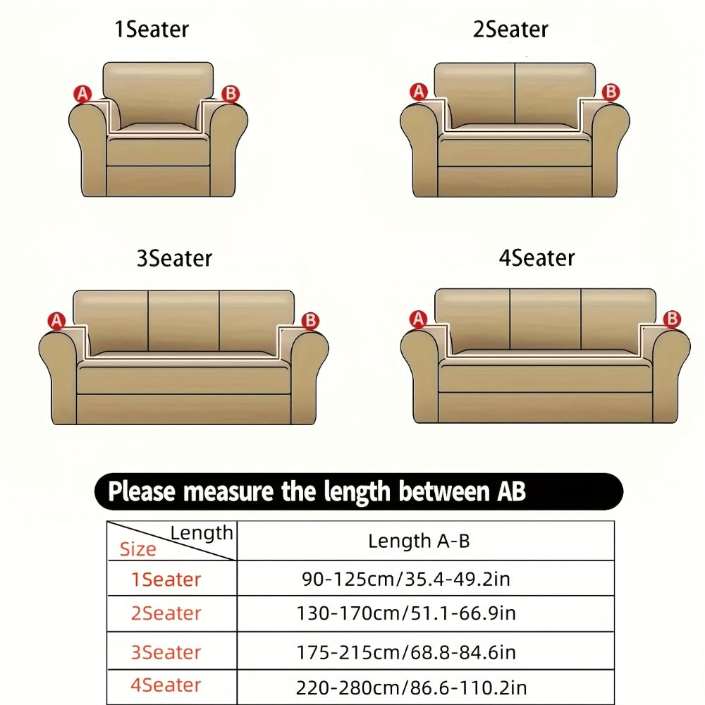 Elastic Anti-Slip Sofa Cover - Stretch Pet Friendly Couch Slipcover with Cat Paw Protection, Easy Care Fabric for Living Room Bedroom Office, 7 Colors 1-4 Seater