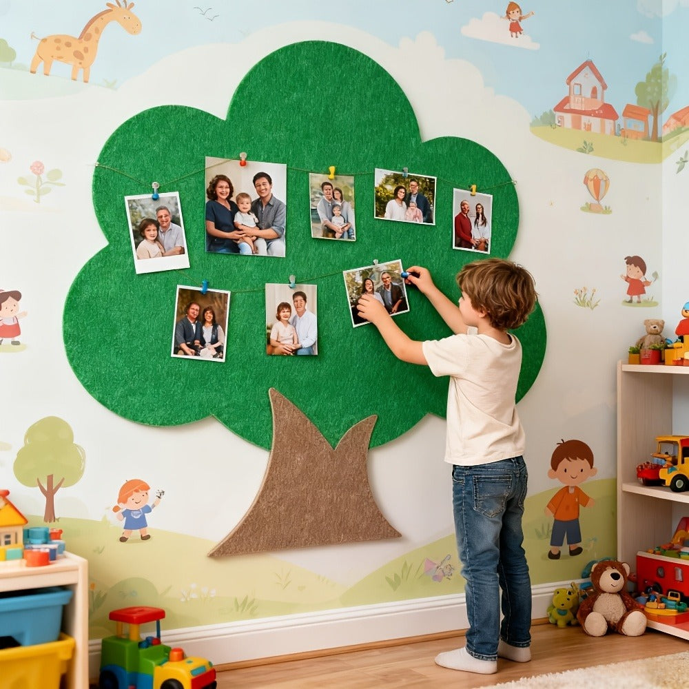 Felt Wall Organizer Tree Shape Memo Board 23.6x23.6 Inch Self-Adhesive - Decorative Felt Board for Home, Office, Kitchen & Bathroom | No Tools Needed Easy Install Wall Decor Bulletin Board