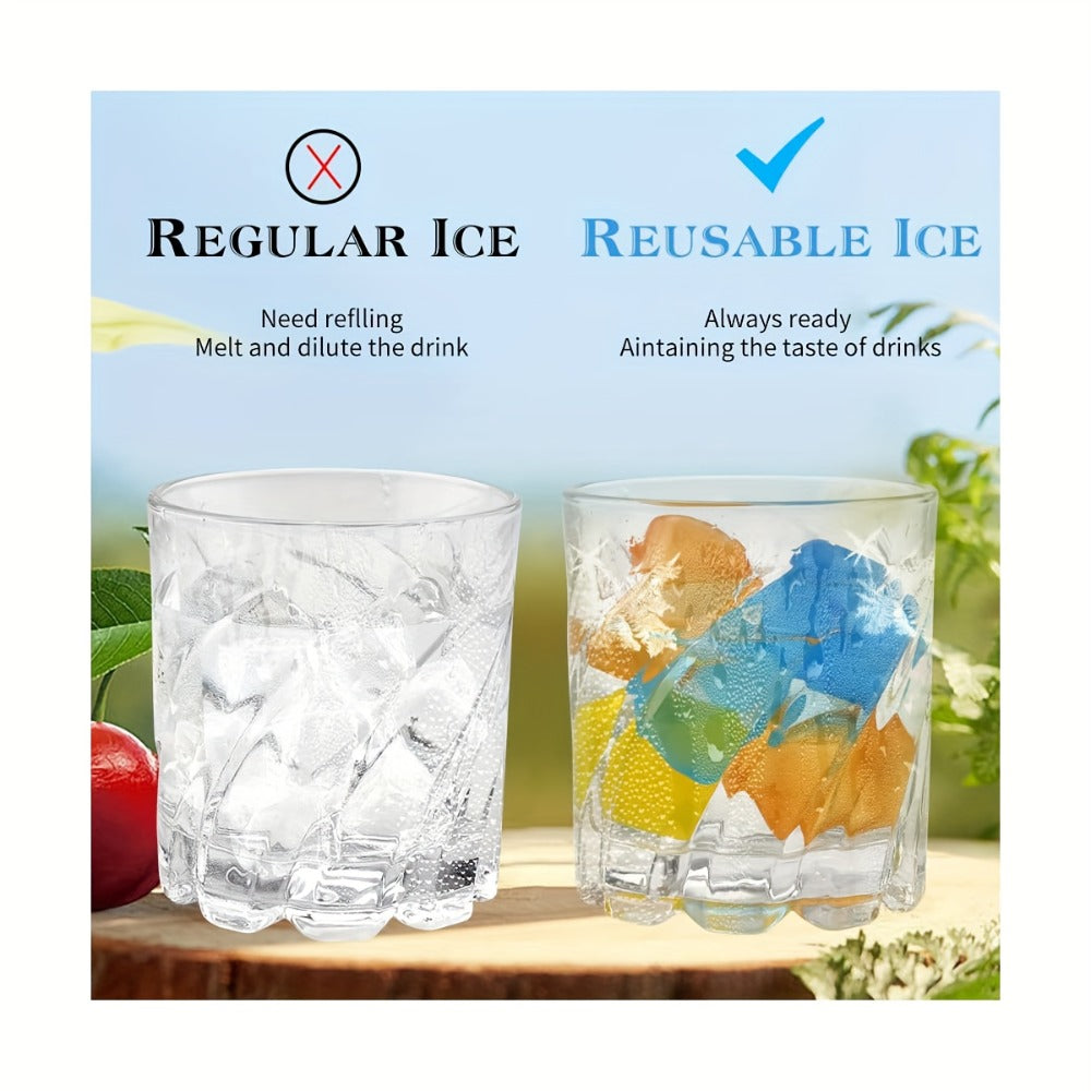 Reusable Plastic Ice Cubes 60/90/120/165 PCS - Non-Melting Non-Diluting Refreezable Ice Cubes for Whiskey, Vodka, Coffee & Cocktails, Rainbow & Unicorn Washable Fake Ice Cubes for Drinks