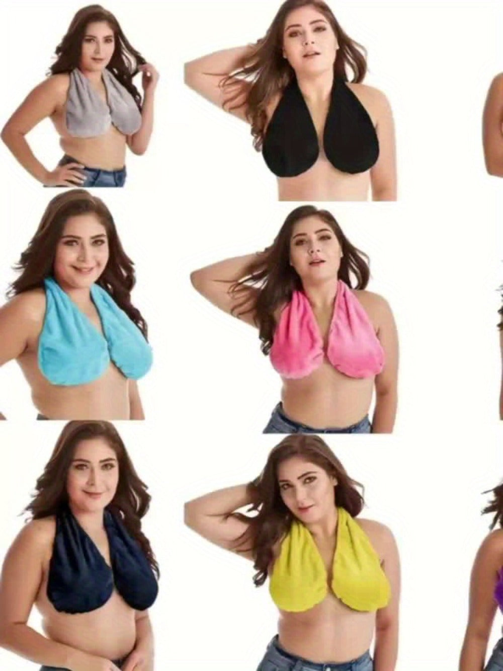 Towel Bra Wrap Double-Sided Coral Fleece 450GSM Absorbent Soft Warm Strapless Hanging Neck Chest Wrap for Beach Sports Daily Wear Feeding Women S M L Black Pink White Red Blue Green Purple