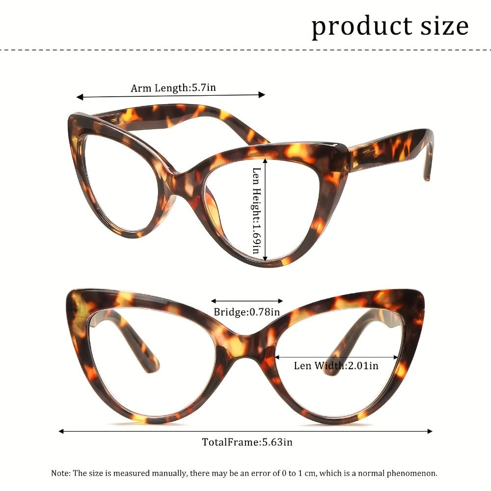 Cat Eye Reading Glasses 4 Pack Women Blue Light Blocking ¨C Leopard Print Gradient Stylish Frames, Spring Hinges, Computer Readers for All Face Shapes, Multiple Magnification Strengths