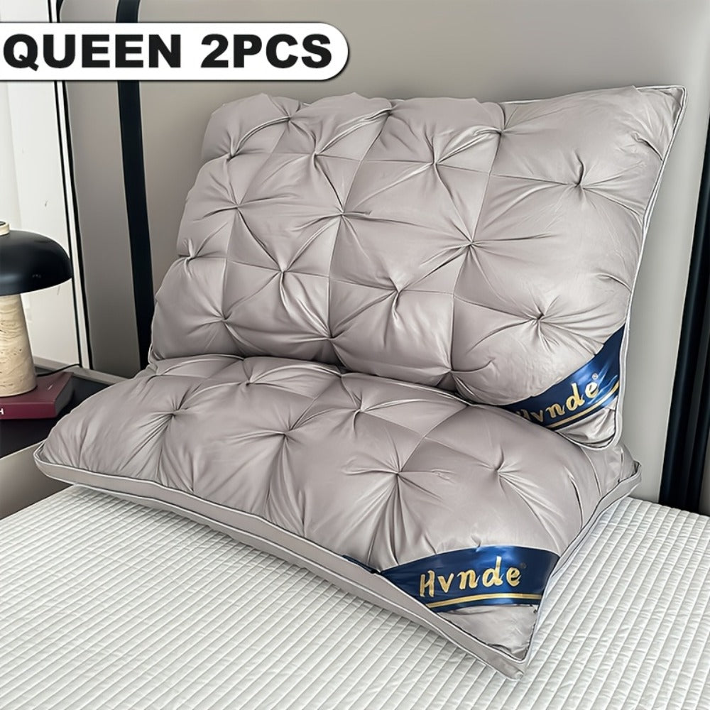 Hotel Quality Pillows 2-Pack, Luxury 5-Star Deep Sleep Neck Support, Non-Collapse Hypoallergenic Polyester Fill, All Season Cooling Bed Pillows Queen King