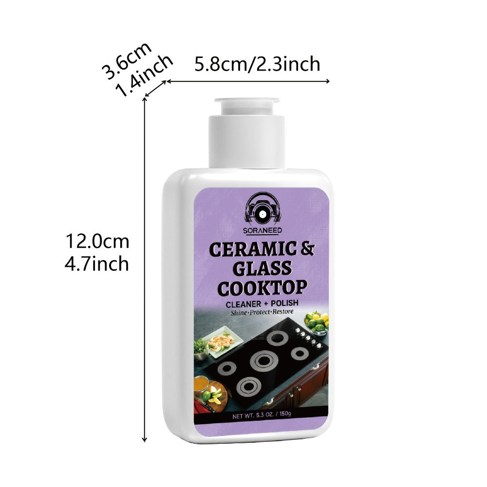 Ceramic Stovetop Cleaner Cream ¨C Heavy Duty Glass Stove Top Cleaning Paste, Removes Burnt-On Grease & Stains, Non-Scratch, Non-Toxic, No Harsh Fumes, Safe for Induction & Electric Cooktops