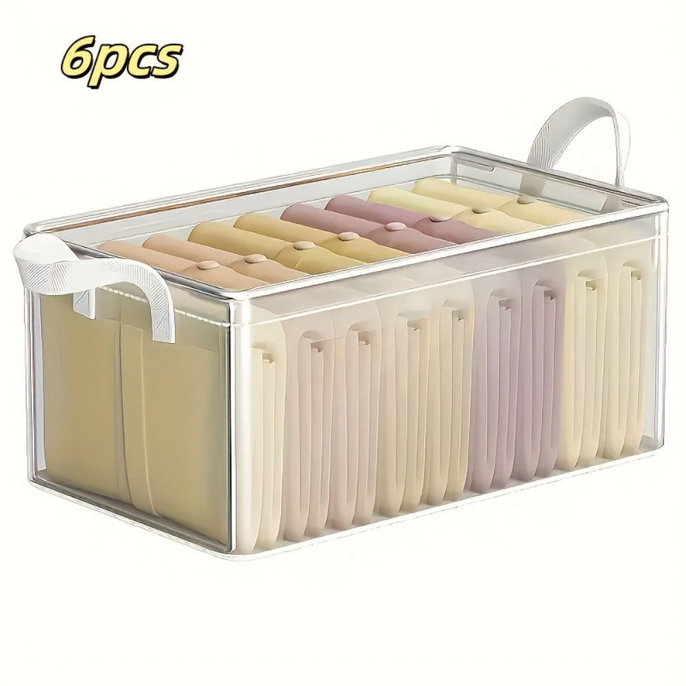 6pcs Foldable Storage Box with Steel Frame ¨C Transparent PVC Stackable Organizer for Clothes, Blankets & Cosmetics | Waterproof Under Bed Storage