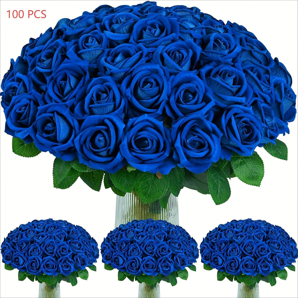 Artificial Roses Bulk with Long Stems ¨C Real Touch Velvet Fake Flowers for Wedding Bouquet, Bridal Centerpiece, Valentine's Day, Mother's Day, Home Decor (50/100pcs, Multi Colors)
