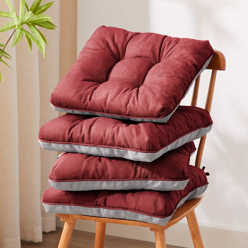 Memory Foam Chair Cushions Set of 4 ¨C Kitchen Chair Pads with Non-Slip Backing & Ties, 500GSM Thick Seat Cushions for Dining Chairs Indoor