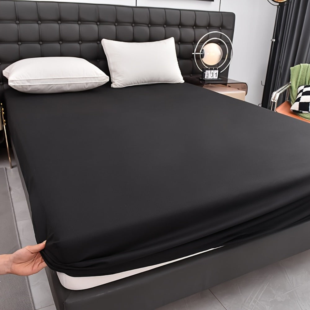 Waterproof Fitted Sheet Soft Breathable Mattress Cover Solid Color Deep Pocket Bed Sheet for Bedroom Guest Room Dorm Twin Full Queen King