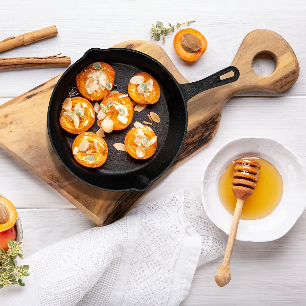 Cast Iron Skillet Set 3pcs - Non-Stick with Drip Spout, Pre-Seasoned Cookware for Holiday Cooking RV Campfire Outdoor Grilling, Heavy Duty Kitchen Frying Pan Set