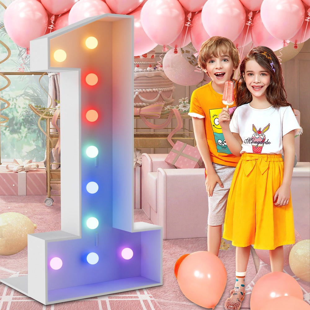 Marquee Number Lights 4 Feet Tall LED Light Up Numbers 0-9 20 for Birthday Party Anniversary Graduation Decoration 11 Colors 3 Flash Modes Foam Board String Lights Included