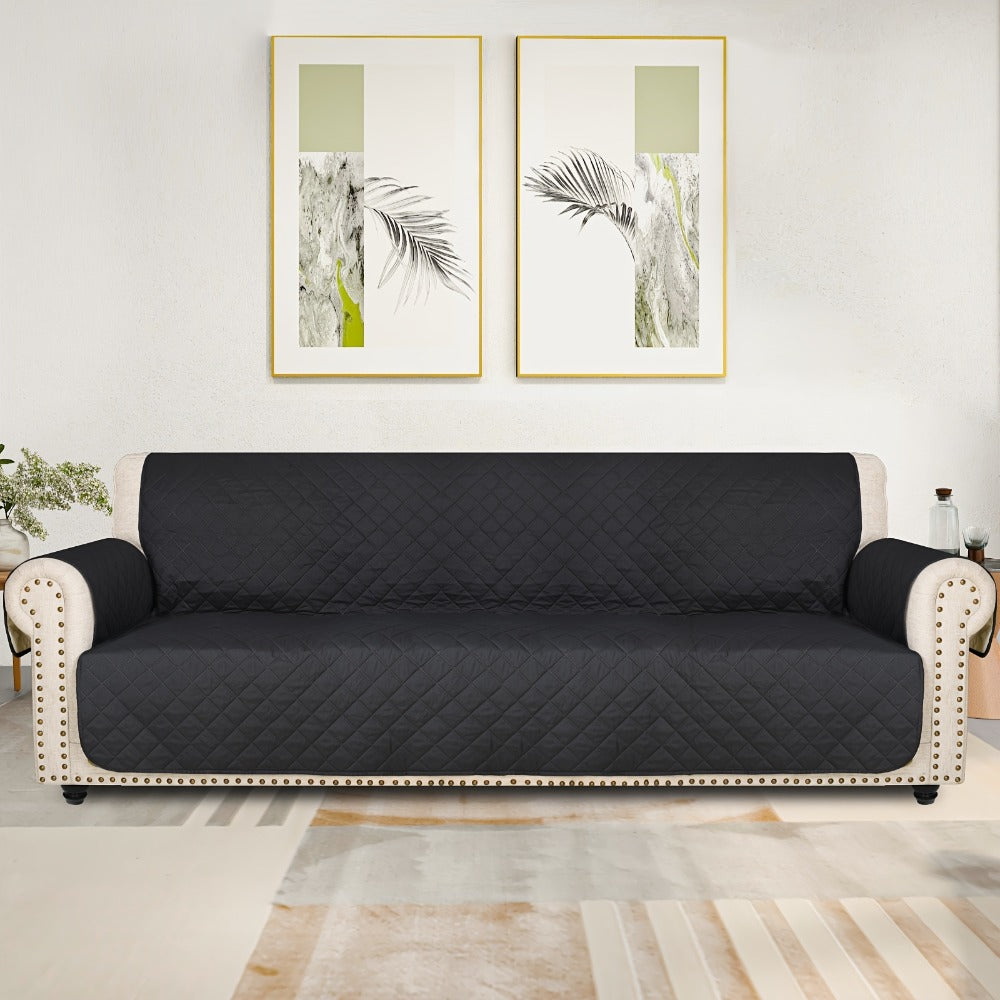 Sofa Slipcover 5-Layer Quilted Thick Sofa Cover Protector Elastic Strap Non-Slip Washable Pet Friendly Universal Fit 3 4 Seater Couch Cover for Living Room - 10 Colors