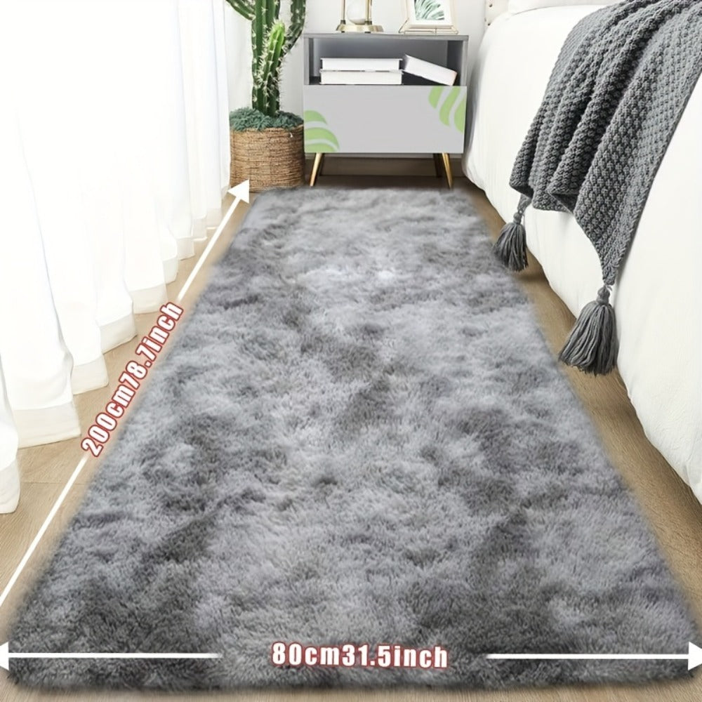 Tie-Dye Plush Fluffy Mat Absorbent Non-Slip ¨C Luxury Soft Bathroom Rug for Living Room & Bedroom, Modern Home Decor Floor Mat, 31.5x78.7 in ¨C Light Grey, Dark Gray, Light Pink, Black