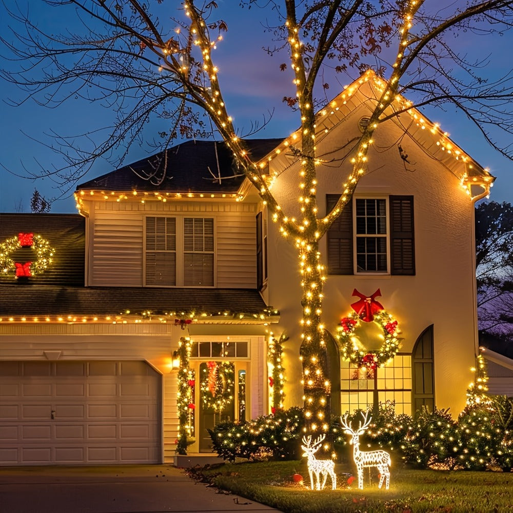 Solar LED Fairy String Lights IP65 Waterproof ¨C 40FT or 80FT with 8 Lighting Modes for Independence Day, Christmas, Wedding, Garden & Yard ¨C White, Warm White, Multi Color, Purple, Orange & Blue