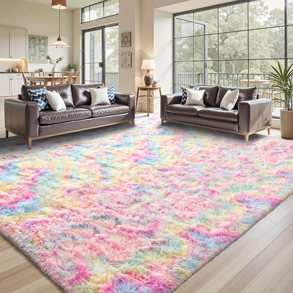 Shaggy Area Rug Soft Plush Fuzzy Carpet Non-Slip Tie-Dye Design for Bedroom Living Room Nursery Dorm ¡ª Pet Friendly Machine Washable Multiple Sizes & Colors