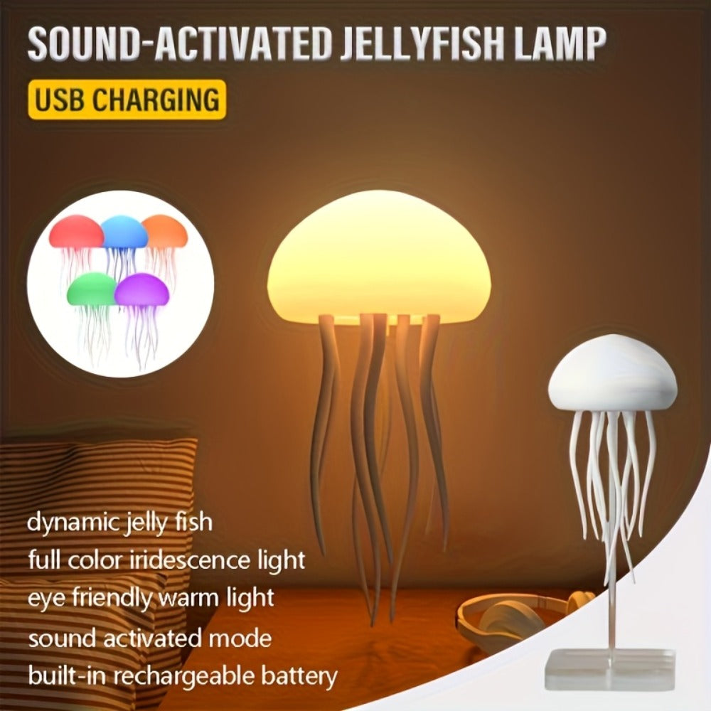 Jellyfish Night Light USB LED Table Lamp - Touch Control Gradient Color Changing Fantasy Desk Light for Bedroom Kids Room Party Decor Aesthetic Room Decoration