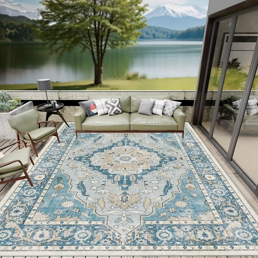 Vintage Persian Area Rug Machine Washable Non-Slip Non-Shedding Floral Indoor Carpet for Living Room Bedroom in Multiple Colors and Sizes