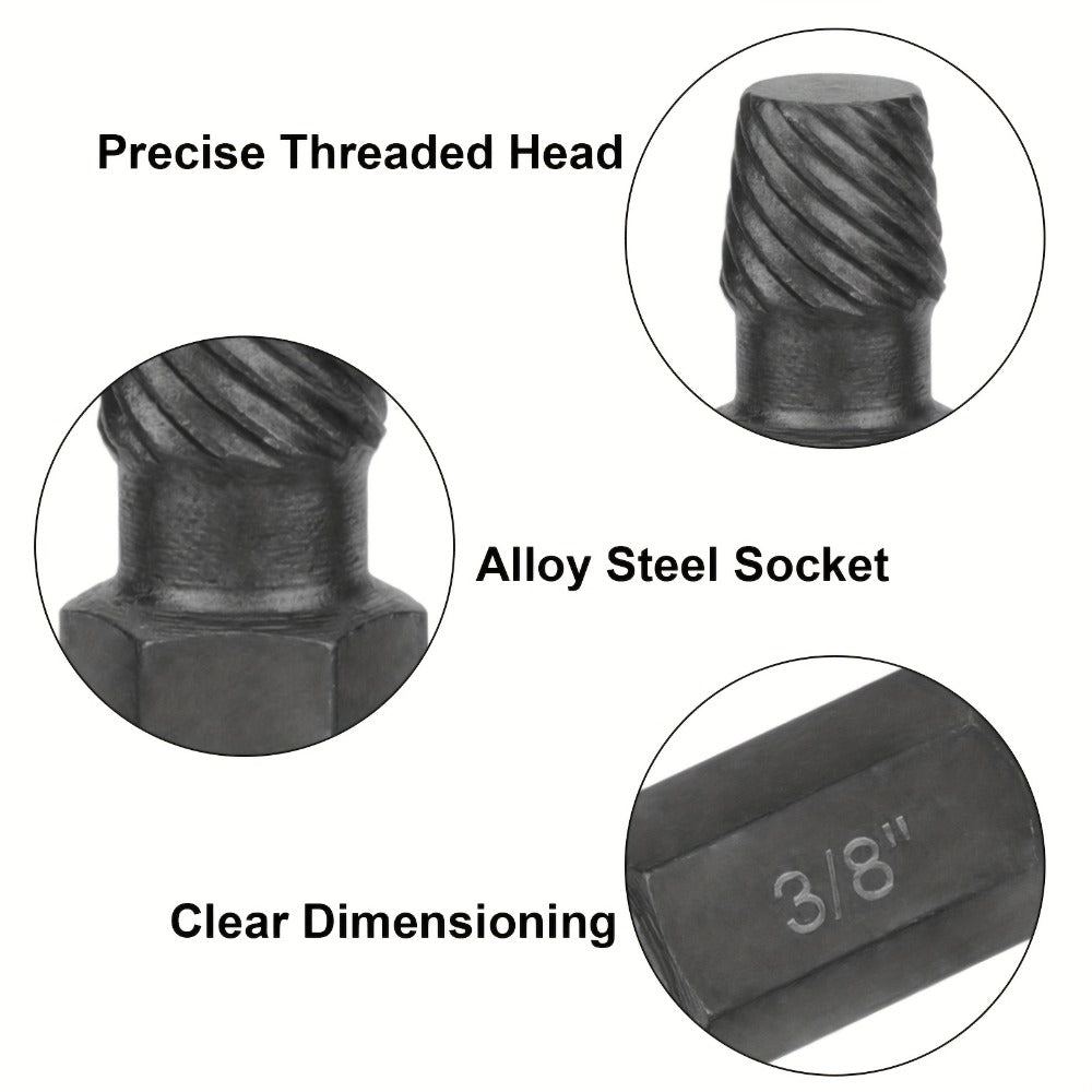 Screw Extractor Set 10pcs, 1/8¡± to 13/32¡± Broken Bolt Extractor Kit, Left-Handed Alloy Steel Nut & Stud Remover Tool for Stripped Screws, Bolts, Threaded Pipes & Fittings