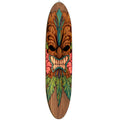 Wooden Surfboard Wall Art 15.74¡± ¨C Rustic Tropical Beach Decor with Hibiscus & Tiki Mask Design, Frameless Recycled Wood Wall Hanging for Hawaiian Bar, Home, Summer & Vacation Theme Decor