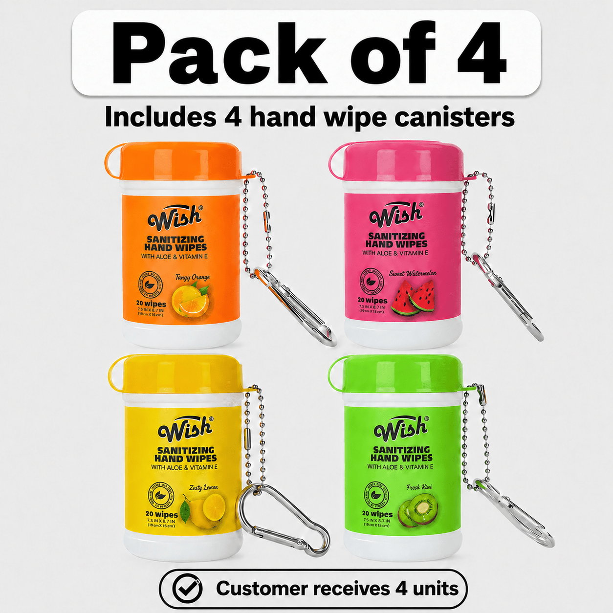 Disposable Hand Wipes Assorted Packs - Portable Travel Size Hand Cleaning Wipes for Everyday Use | Compact Scented Wipes for Purse, Bag, Office, Home & Outdoor | Available in 1, 2, 3, 4, 6 & 8 Packs