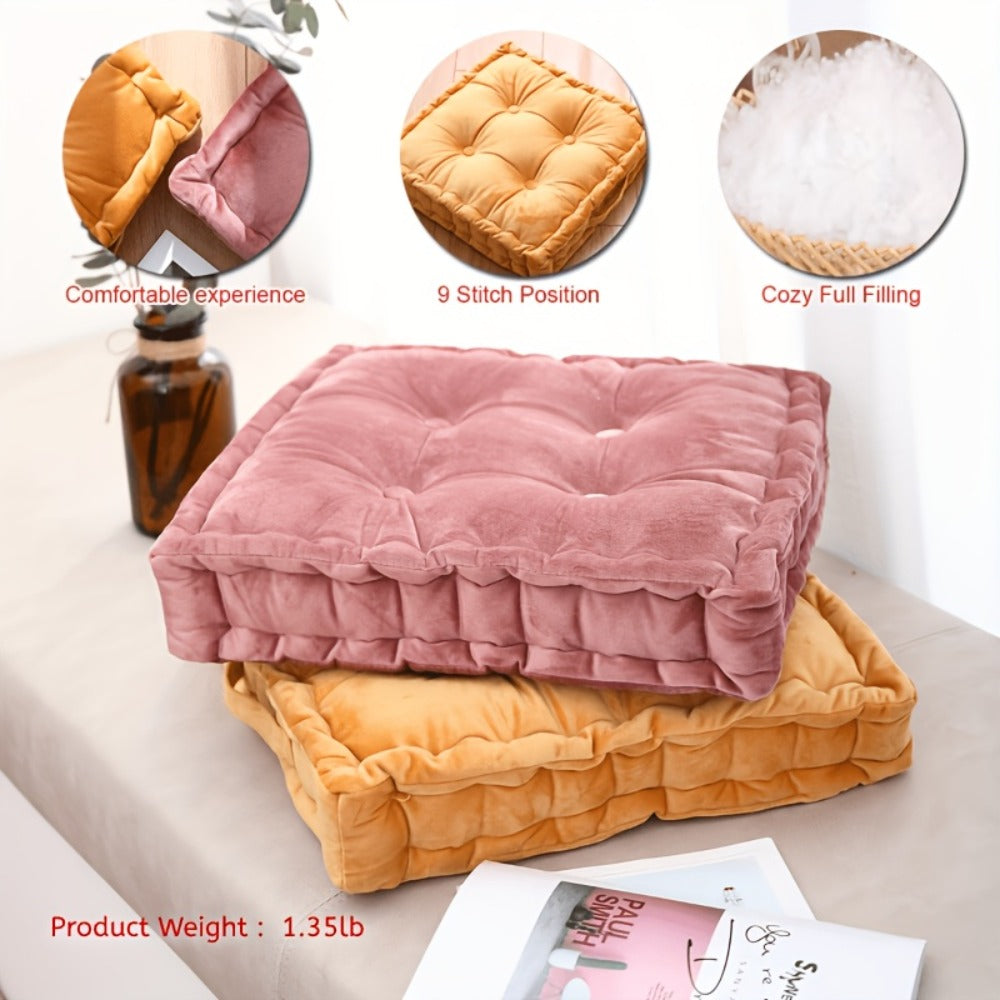 Square Flannel Floor Cushion Thickened Futon Meditation Mat Chair Seat Pad Bay Window Pillow All Season Indoor Sitting Cushion Zafu Yoga Mat