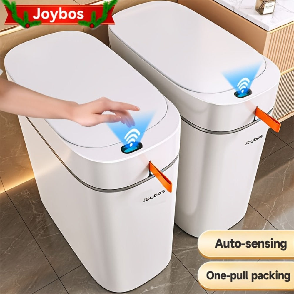 Automatic Sensor Trash Can Self-Emptying 3.8 Gallon with Drawstring Bags - Hands Free Infrared Smart Waste Bin for Bathroom Kitchen Bedroom Office Dorm Room