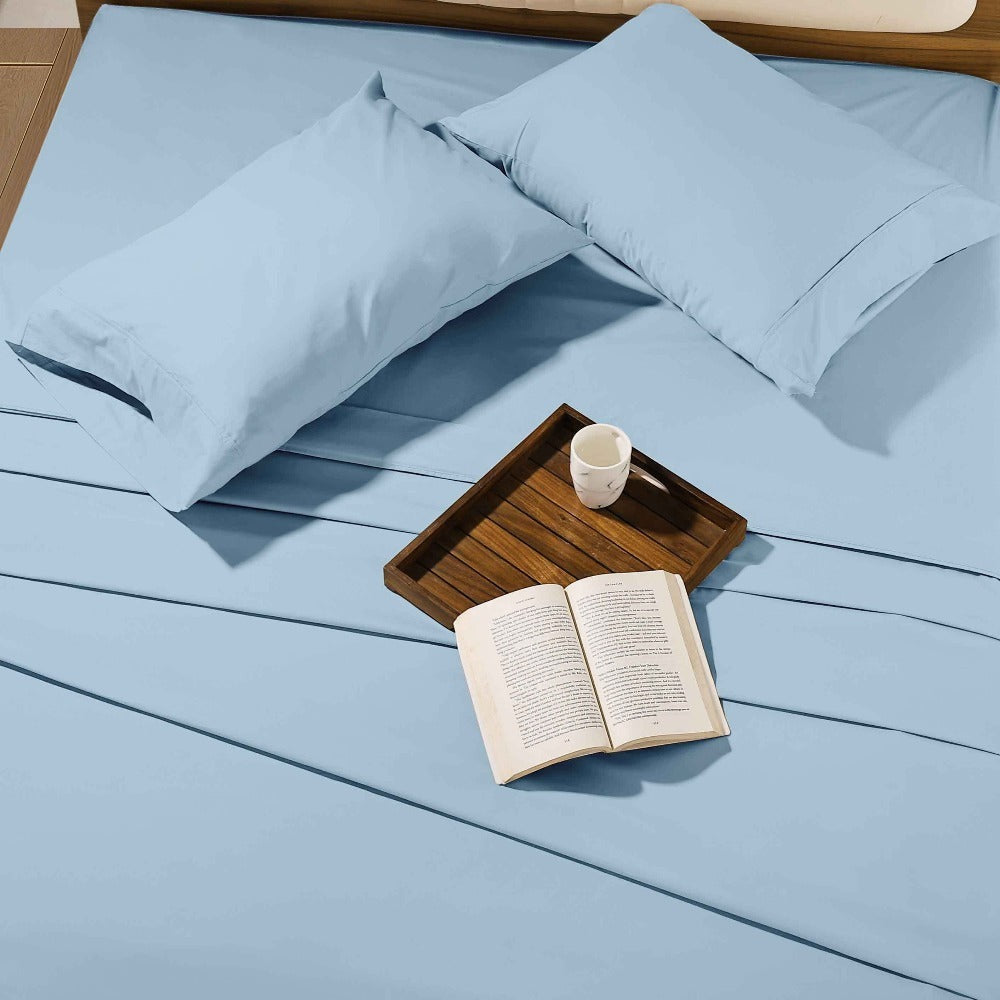 Egyptian Cotton Sheet Set 1000 Thread Count - Deep Pocket Fitted Sheet, Sateen Weave, Breathable Soft Bedding Set for King Queen Full Twin