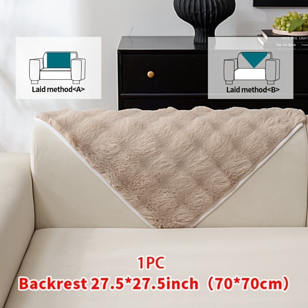 Faux Rabbit Plush Sofa Cover Winter Warm Thickened Anti-Slip Pet Friendly Cushion Protector for Living Room Bedroom Office 1 2 3 4 Seater