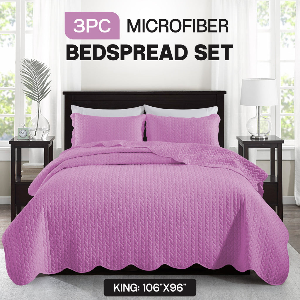Bedspread Set 3-Piece Microfiber Floral Coverlet with Pillow Shams - Soft Breathable Lightweight All-Season Bed Cover for Queen King Twin California King