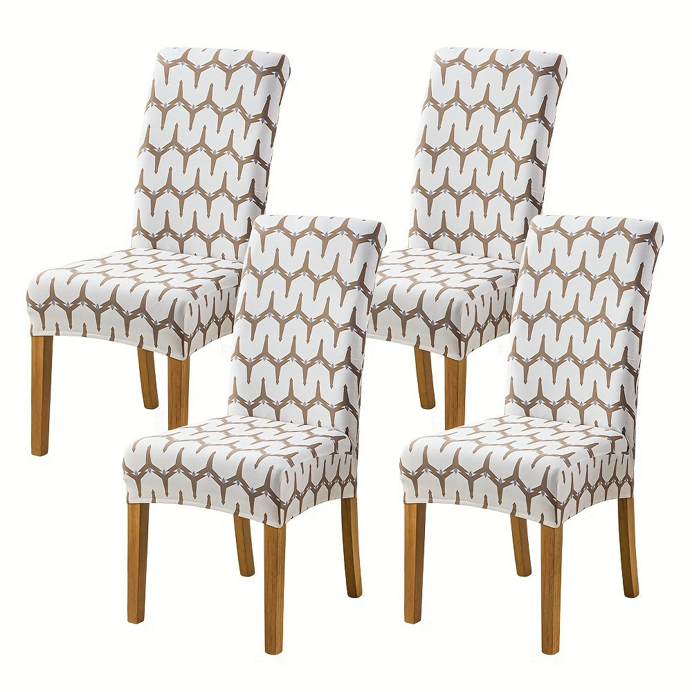 Dining Chair Covers Slipcovers Set of 4 or 6 - Spandex Stretch Milk Velvet Removable Washable Parsons Chair Protector | Anti-Slip Elastic Band | Multiple Prints | Kitchen Dining Room Hotel Ceremony